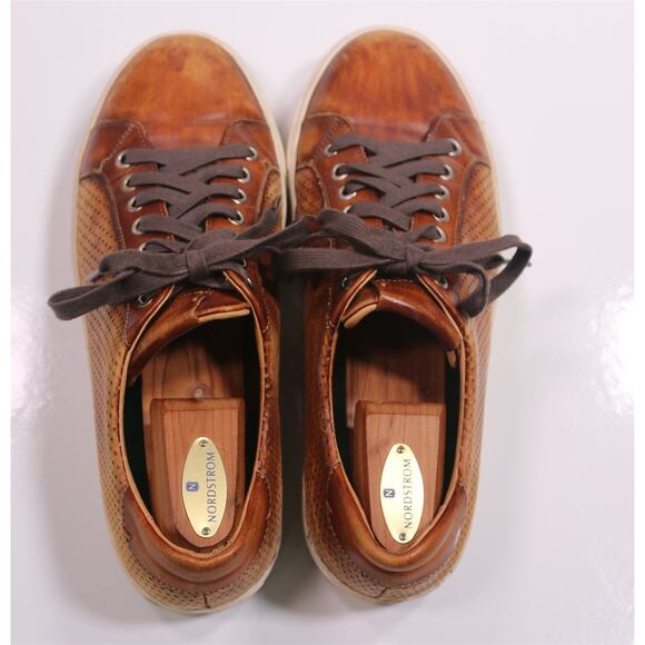 Magnanni Brown Perforated Low Top Leather Sneakers Men's US 8.5 M - Picture 5 of 10